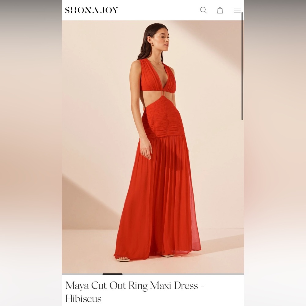 NEW Shona Joy Maya Cut Out Ring Maxi Dress - Hibiscus US Size 2, AUS 6